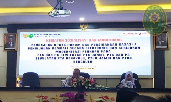 56 PA BINTUHAN IKUTI SOSIALISASI DAN MONITORING PENYELESAIAN PERKARA ELEKTRONIK DI PTA JAMBI